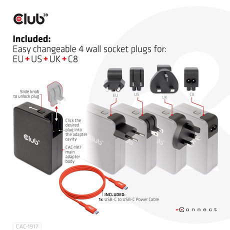EAN 8719214472733 - CLUB3D CAC-1917 cargador de dispositivo móvil Universal Negro Corriente alterna Carga rápida Interior imagen 5
