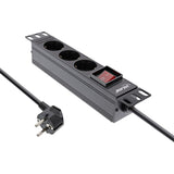 Regleta Pdu Inline De 10", Enchufe Protector De 3 Puertos, Con Interruptor, 2 M, Negro