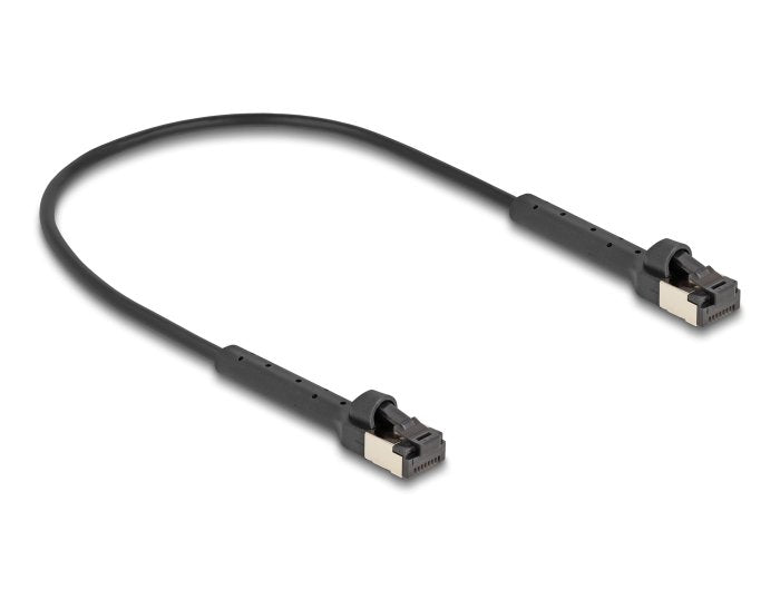 Delock Rj45 Slim Netzwerkcable Cat.8.1 U Ftp Winkelbar Bis 40 Gbps Schwarz 0,25 M