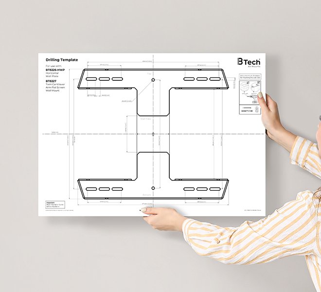 Soporte B-Tech Twin Cantilever 190,5 Cm (75") Pared Negro