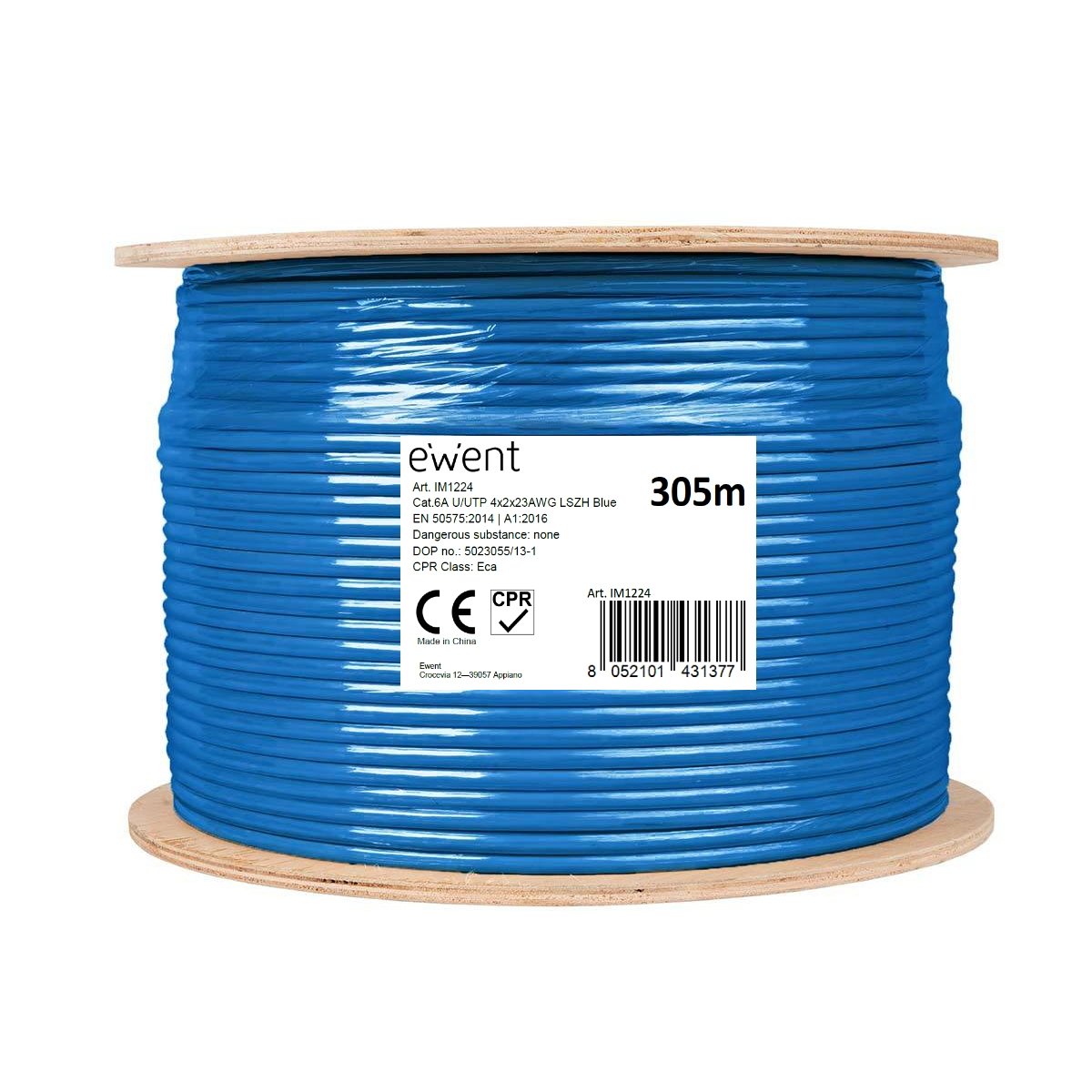 Ewent Im1224 Cable De Red Azul 305 M Cat6a U/Utp (Utp)