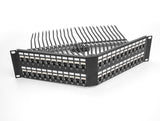 Delock 19 Keystone Patchpanel 48 Port Mit Entlastungsschiene 2 He Gewinkelt Schwarz