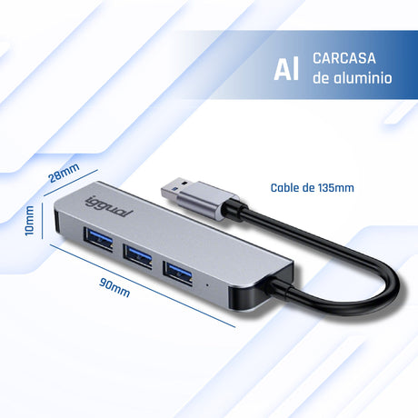 EAN 8435364319246 - iggual IGG319246 hub de interfaz USB 3.2 Gen 1 (3.1 Gen 1) Type-C 5000 Mbit/s Plata imagen 11