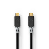 Cable Nedis  Usb 3.2 Gen 2x2  Usb-C  Plug  Usb-C  Plug  4k@60hz  20 Gbps  Gilded  2.00 M  Round  Pvc  Silver  Packaging With Si