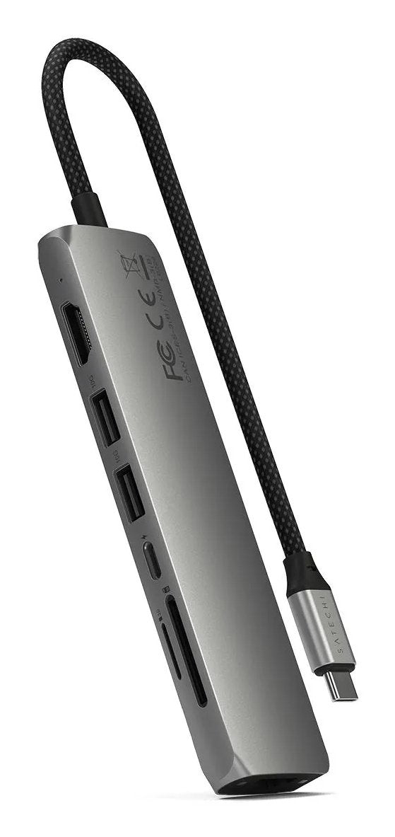 7-In-1 Usb-C Slim Multiport  Adapter With Ethernet - Space