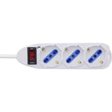 Inline® Power Strip Italy, 3-Way, With Switch, 1.5m, White