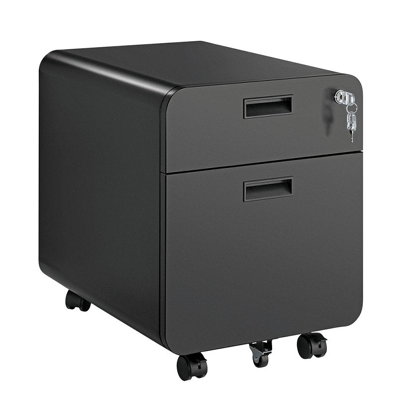 Mobile File Cabinet, 2-Drawer, W Lock, Negro