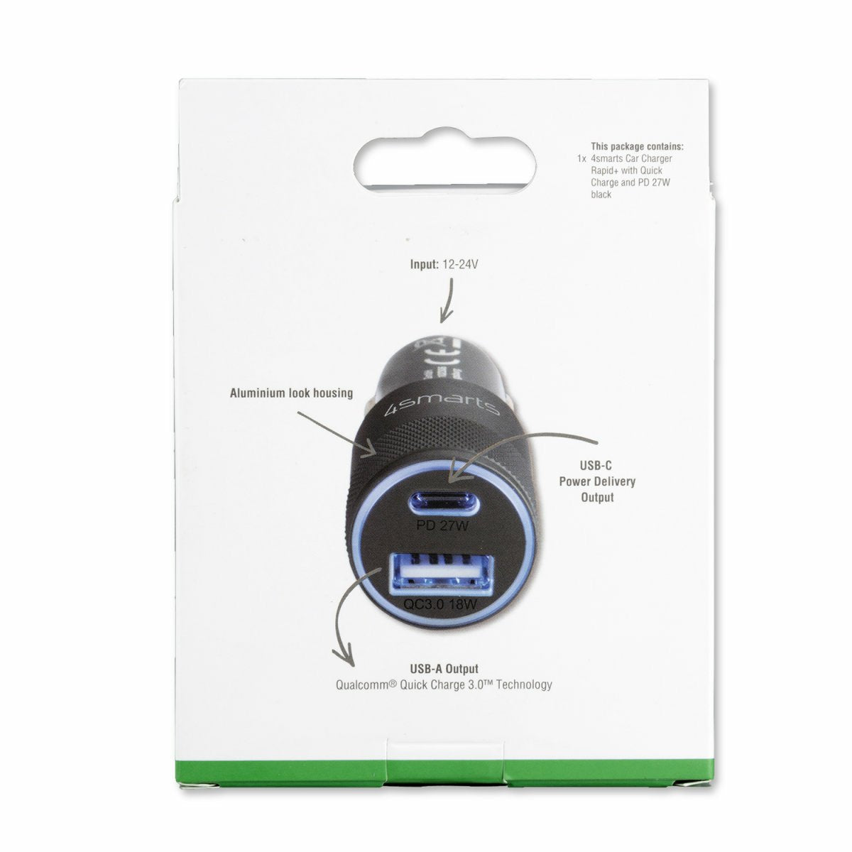 4smarts Cargador De Coche Rapido+ Mit Quick Charge Pd 27w Negro