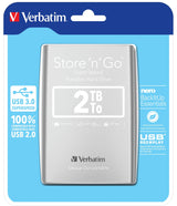 Disco Externo Hdd Verbatim Hd 2.5\1 2tb Usb 3.0 Plata 53189