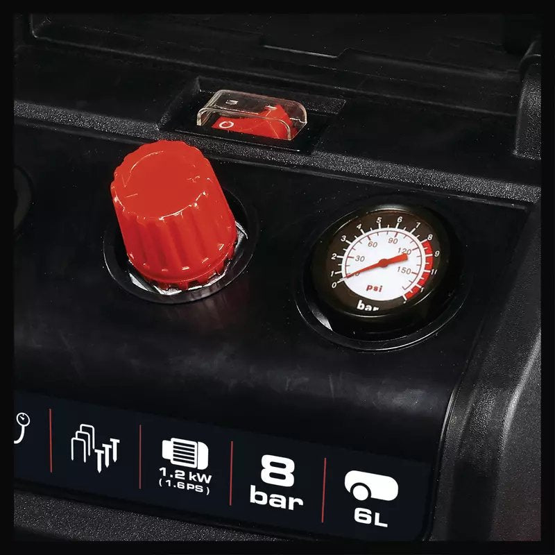 Compresor Einhell Tc-Ac 190/6/8 De Rojo/Negro, 1.200 Vatios 4020655