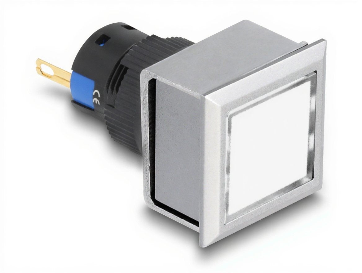 16 Mm Kunststoff Signallampe Weiss   Lötversion   Viereckig