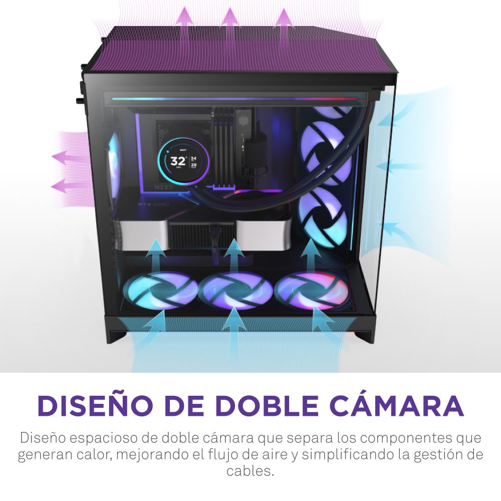 EAN 5056547207681 - NZXT H9 Flow RGB+ Midi Tower Negro imagen 15