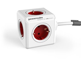 Allocacoc Powercube Base Múltiple 3 M 1 Salidas Ac Interior Rojo, Blanco