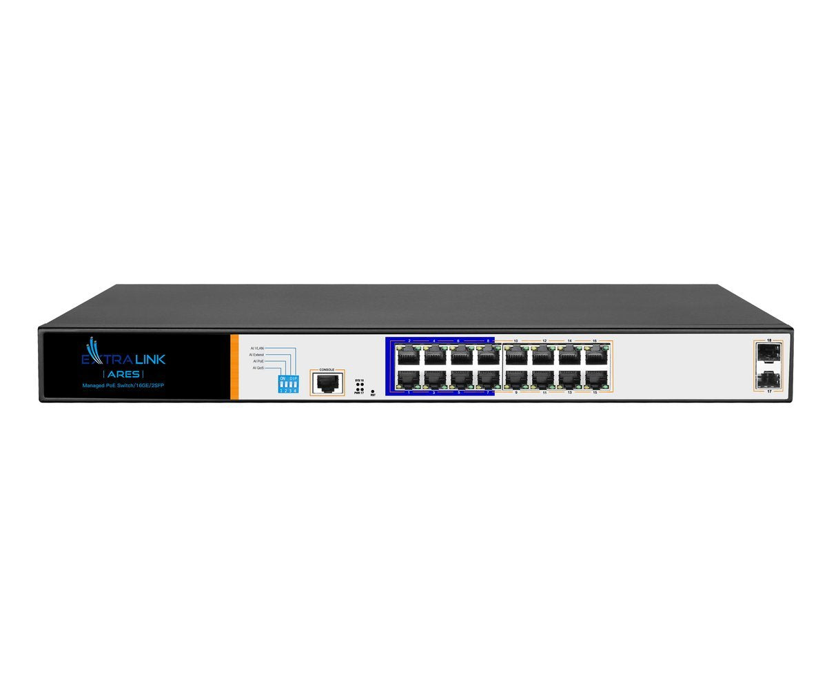 Extralink Ex.3807 Switch Gestionado L2 Gigabit Ethernet (10/100/1000) Energía Sobre Ethernet (Poe) 1u Negro, Gris