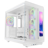 Caja Pc  Atx Mars Gaming Mc-Revmaxw Pantalla Lcd 11.8" Cristal Templado 4x Ventiladores Argb Blanco
