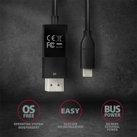EAN 8595247905314 - Axagon RVC-DPC adaptador de cable de vídeo 1,8 m USB Tipo C DisplayPort Negro imagen 5