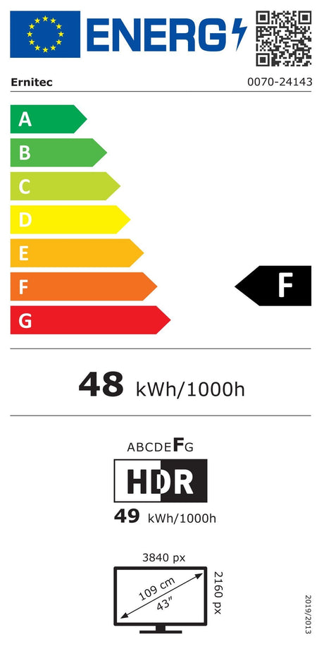 EAN 5715063070543 - Ernitec 0070-24143 LED display 109,2 cm (43") 3840 x 2160 Pixeles 4K Ultra HD Negro imagen 2