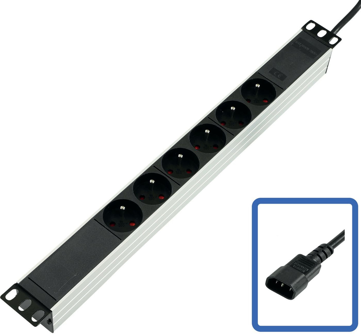 EAN 3548388088922 - Lanview POWER STRIP 19 - 6 WAY - FULL ALUMINIUM WITH C14 UPS PORT unidad de distribución de energía (PDU) imagen 1