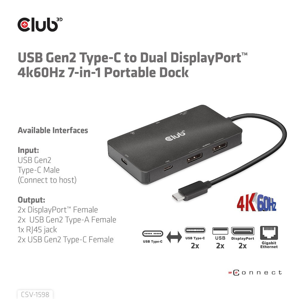 EAN 8719214472528 - CLUB3D CSV-1598 base para portátil y replicador de puertos USB 3.2 Gen 2 (3.1 Gen 2) Type-C Negro imagen 8