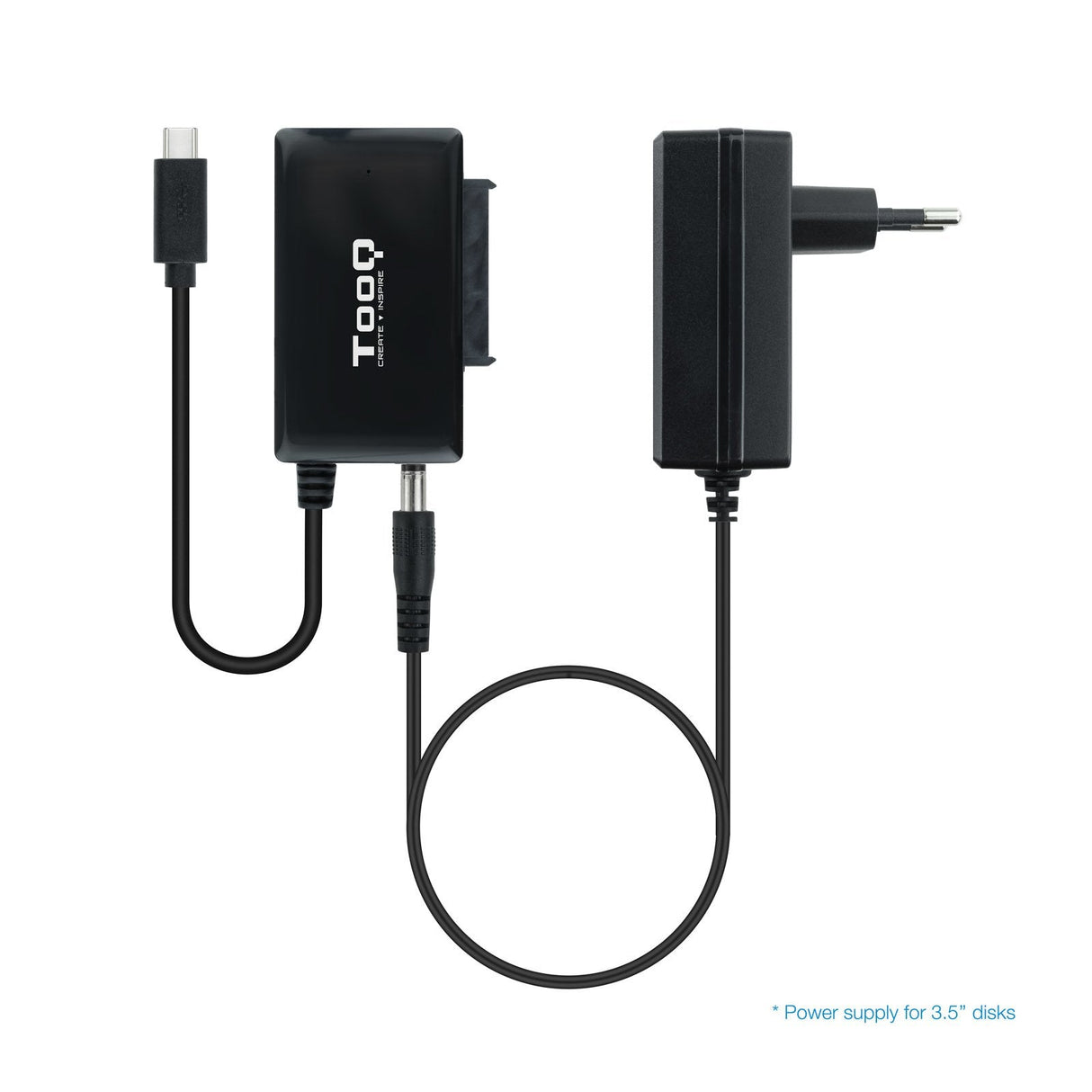 Tooq Adaptador Usb 3.0 Usb-C A Sata Para Discos Duros De 2.5? Y 3.5? Con Alimentador - Negro