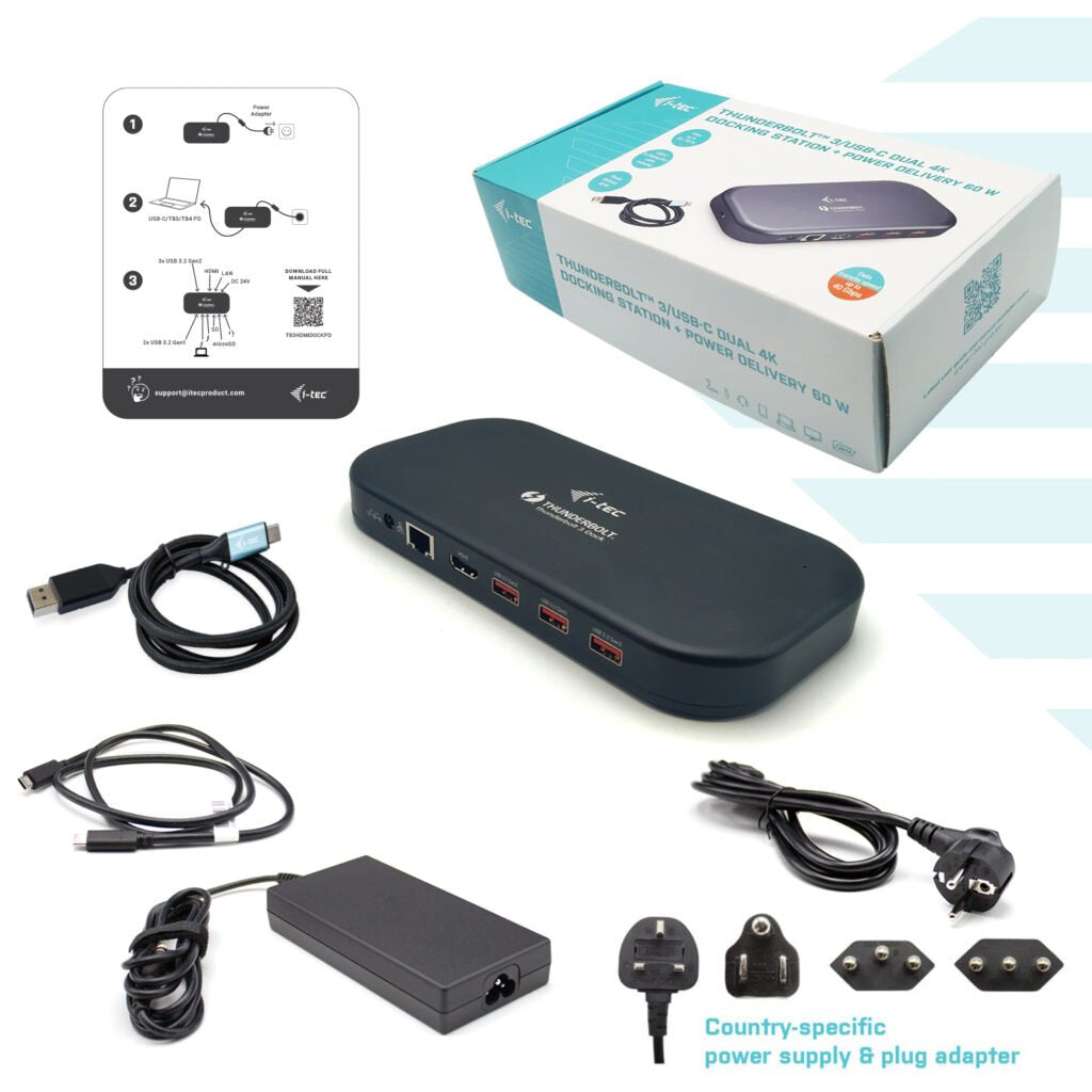 Docking  I-Tec Thunderbolt 3 Dual 4k  Station Power Delivery 60w