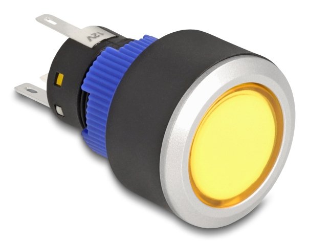 Drucktaster Zum Einbau 22 Mm 5 X Lötanschluss Taster Flach Kunststoff Led Gelb