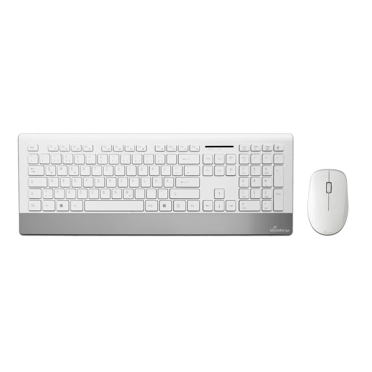 Mediarange Mros106 Teclado Ratón Incluido Rf Inalámbrico Qwertz Alemán Plata, Blanco