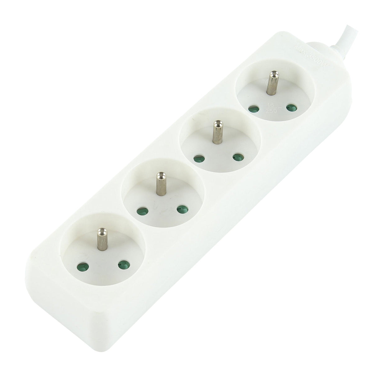 4-Way Power Strip: White -  16a - 3m Cable
