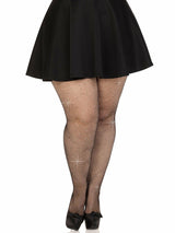 Leg Avenue - Medias Rejilla Cristalizada Negro Plus Size