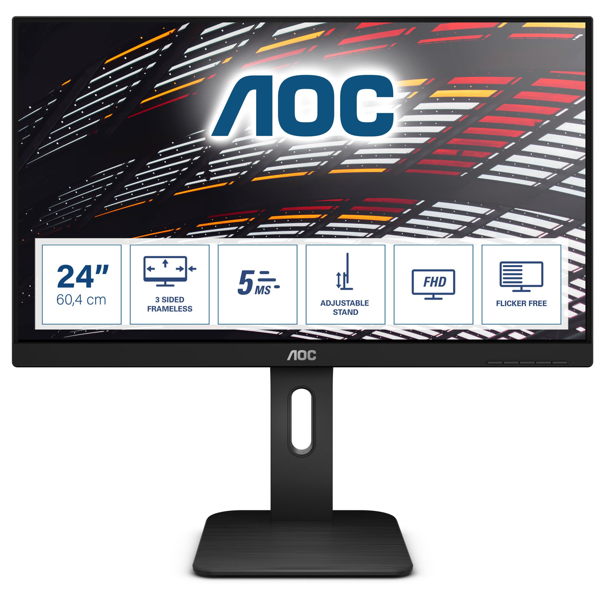 Monitor Aoc 23.8" 24p1 Ips 16:9 5ms Vga Dvi Hdmi Dp Sp Pivot