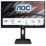 Monitor Aoc 23.8" 24p1 Ips 16:9 5ms Vga Dvi Hdmi Dp Sp Pivot