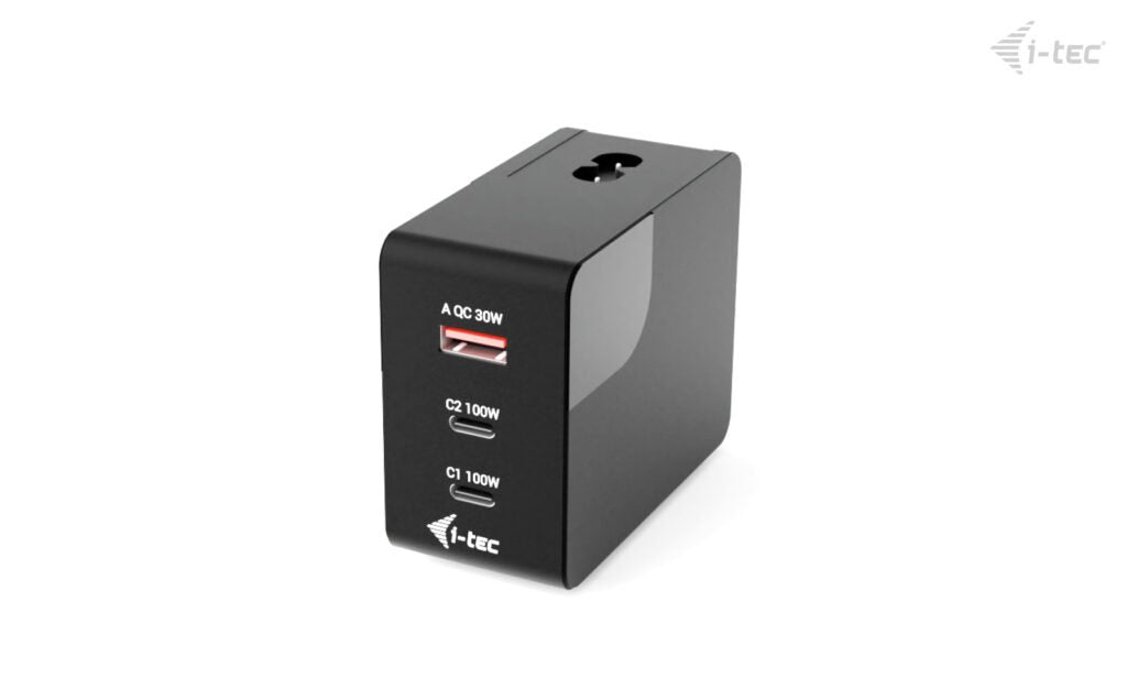 D I-Tec 100w Intelligent Multiport Usb Charger 2x Usb-C 1x Usb-A Lcd Display