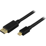 Mini Displayportkabel, 4,5m,  Sort, Displayport: Han - Mini