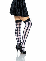Leg Avenue Calcetines Altos Arlequin Negro/Blanco