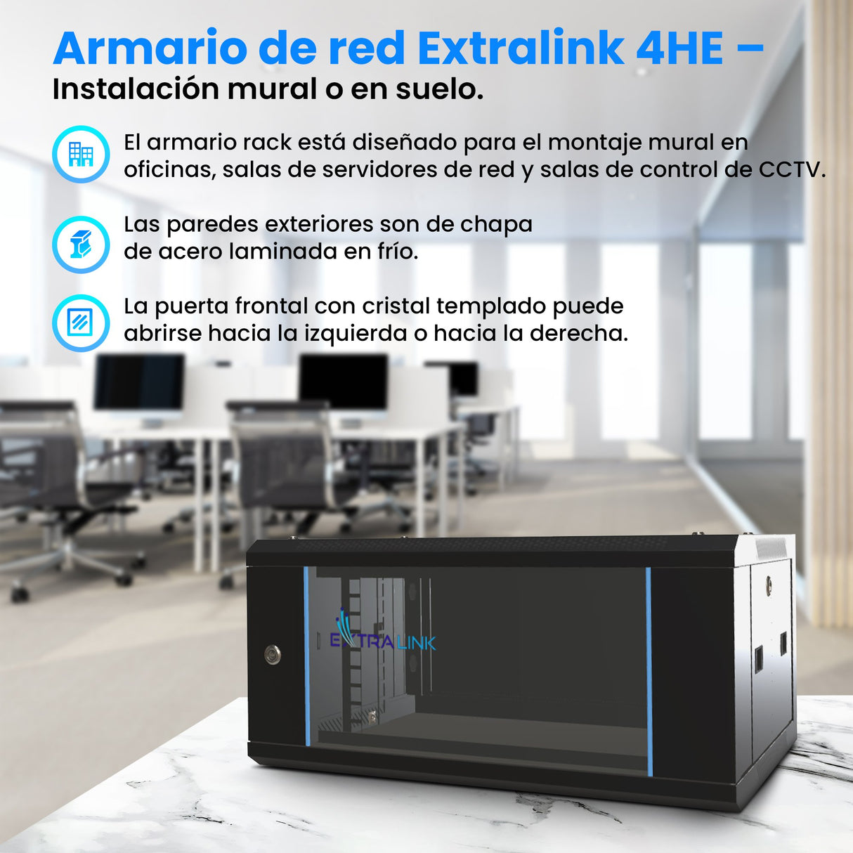 EAN 5902560362886 - Extralink 4U 600X450 WALL-MOUNTED RACKMOUNT CABINET BLACK Bastidor de pared imagen 13
