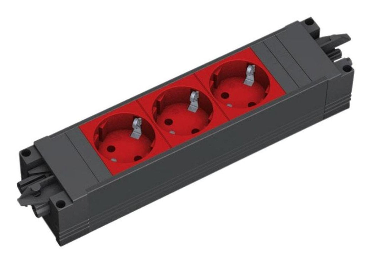 Regleta Bachmann Step Base De 3 Vías Negro/Rojo, Sin Cable, Sistema Enchufable Wieland