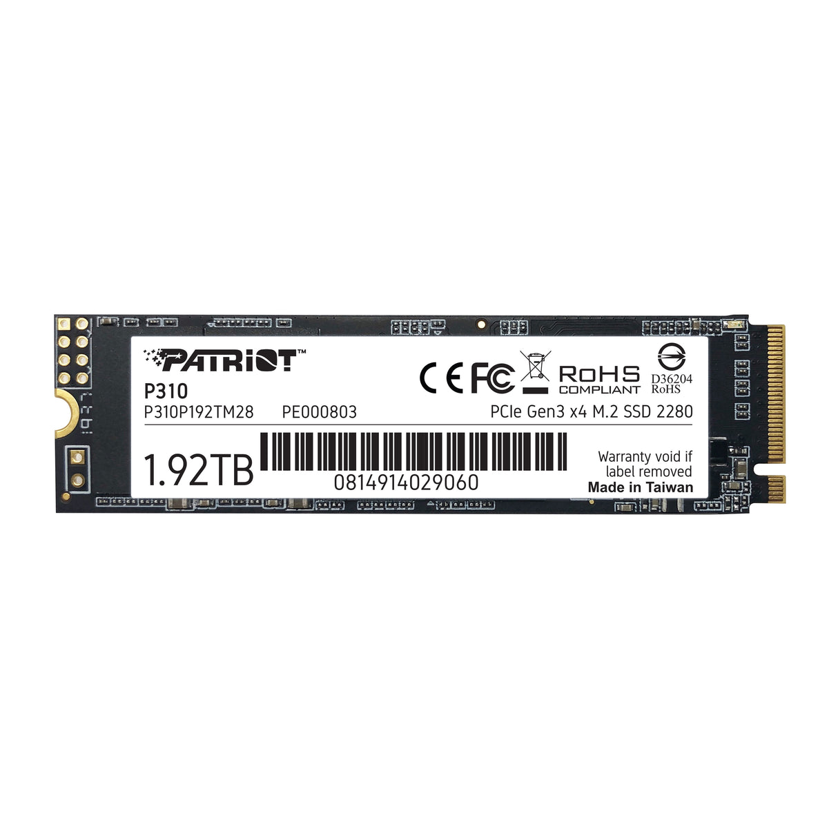 Patriot P310 M.2 1920 Gb Pci Express 3.0 Nvme, Unidad De Estado Sólido 1920 Gb, M.2, 2100 Mb/S
