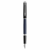 Pluma Estilográfica Waterman Hémisphère | Lacado Negro Y Azul Con Adornos De Paladio | Plumín Fino De Acero Inoxidable | Estuche De Regalo