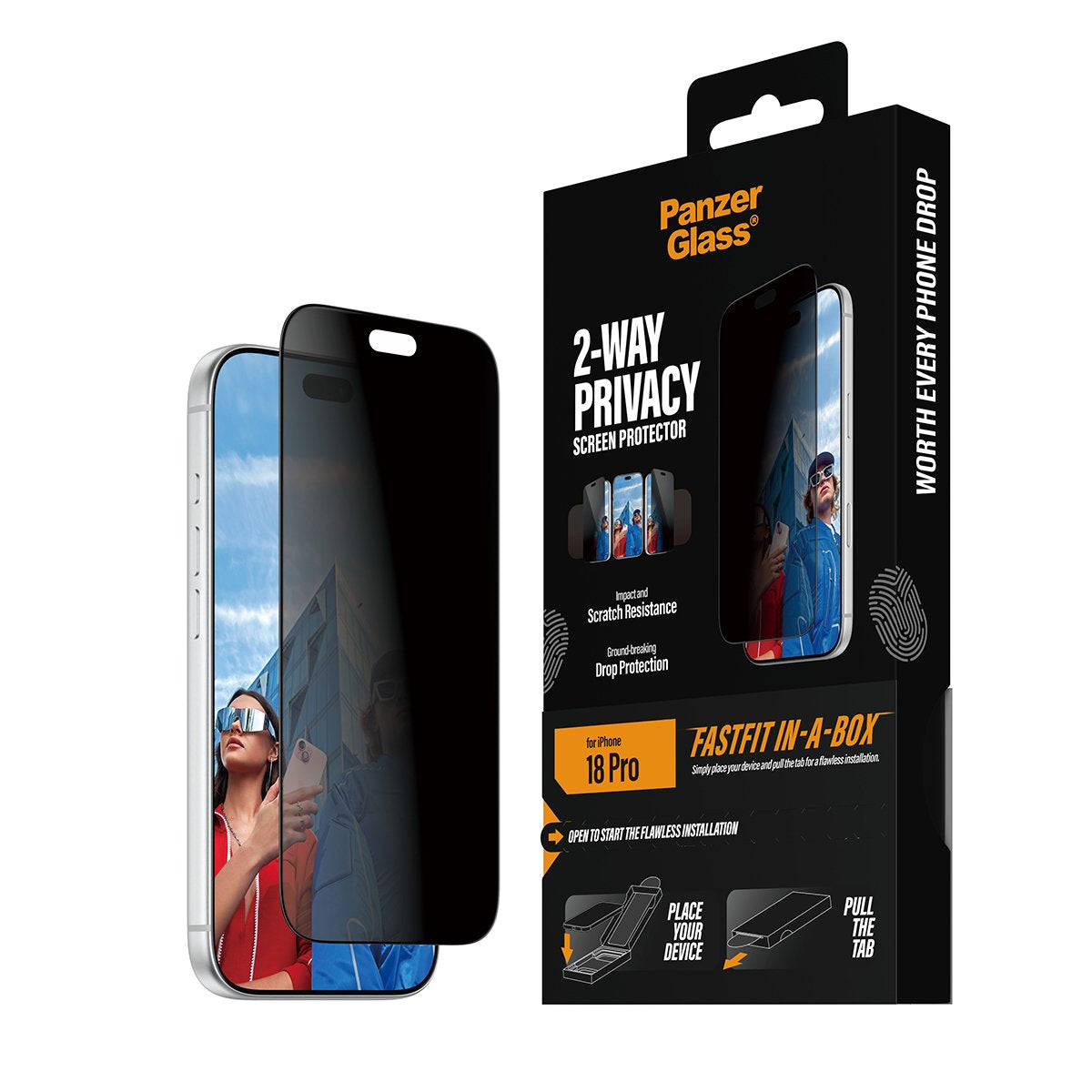 Panzerglass 2-Way Privacy 17/18 Pro Ultra Wide Fastfit In A Box