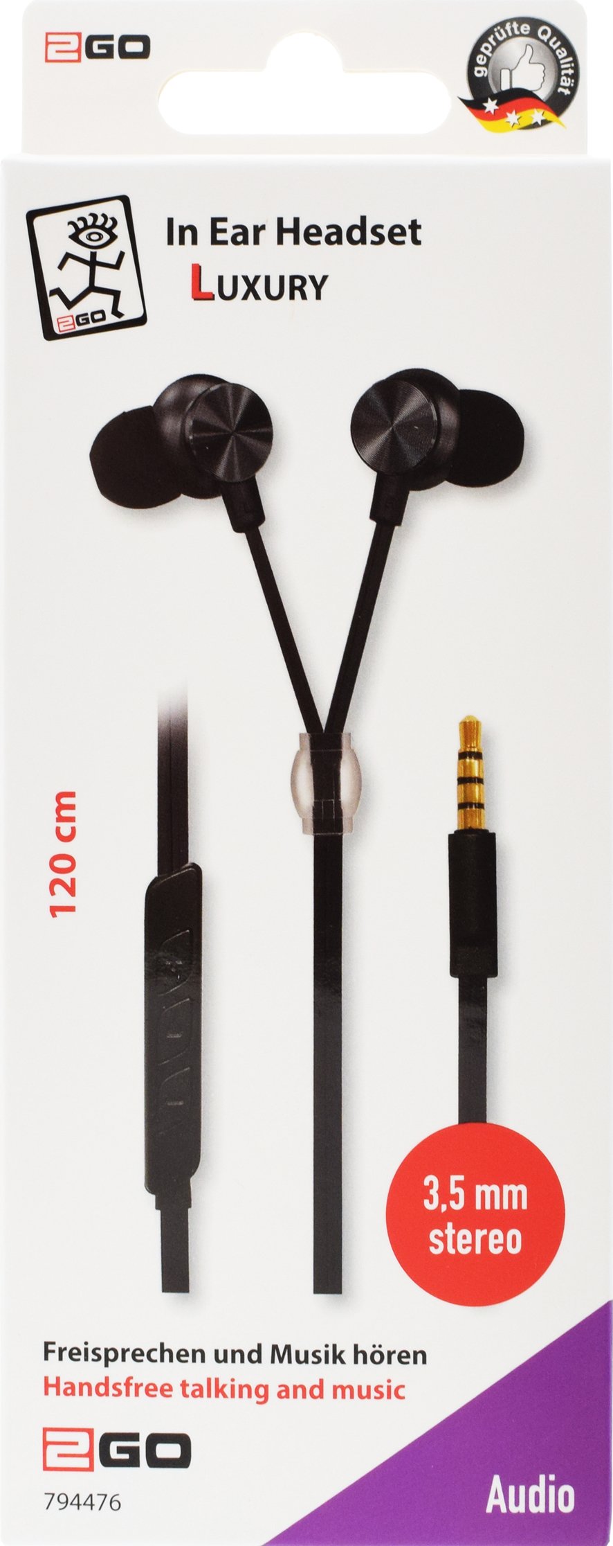 Auriculares Estéreo Internos 2go "Luxury" - Antracita Estilo Zipper