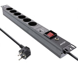 Regleta Inline De 19", 6 Vías, Protección Contra Sobretensiones Y Sobrecargas, Interruptor