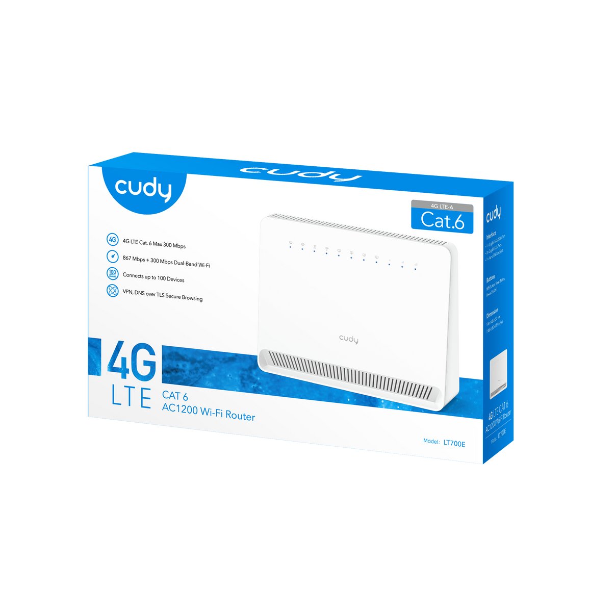 EAN 6971690792879 - Cudy 4G Cat 6 AC1200 Wi-Fi Router, LT700E 1.0 router inalámbrico Gigabit Ethernet Doble banda (2,4 GHz /  imagen 5