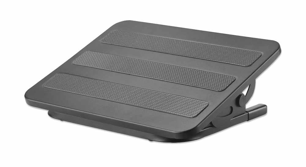 Manhattan Ergonomic Adjustable Footrest Under-Desk Comfort And Productivity Enhancer 300 X 380mm 12 X 15in. Rubberized Surface Black