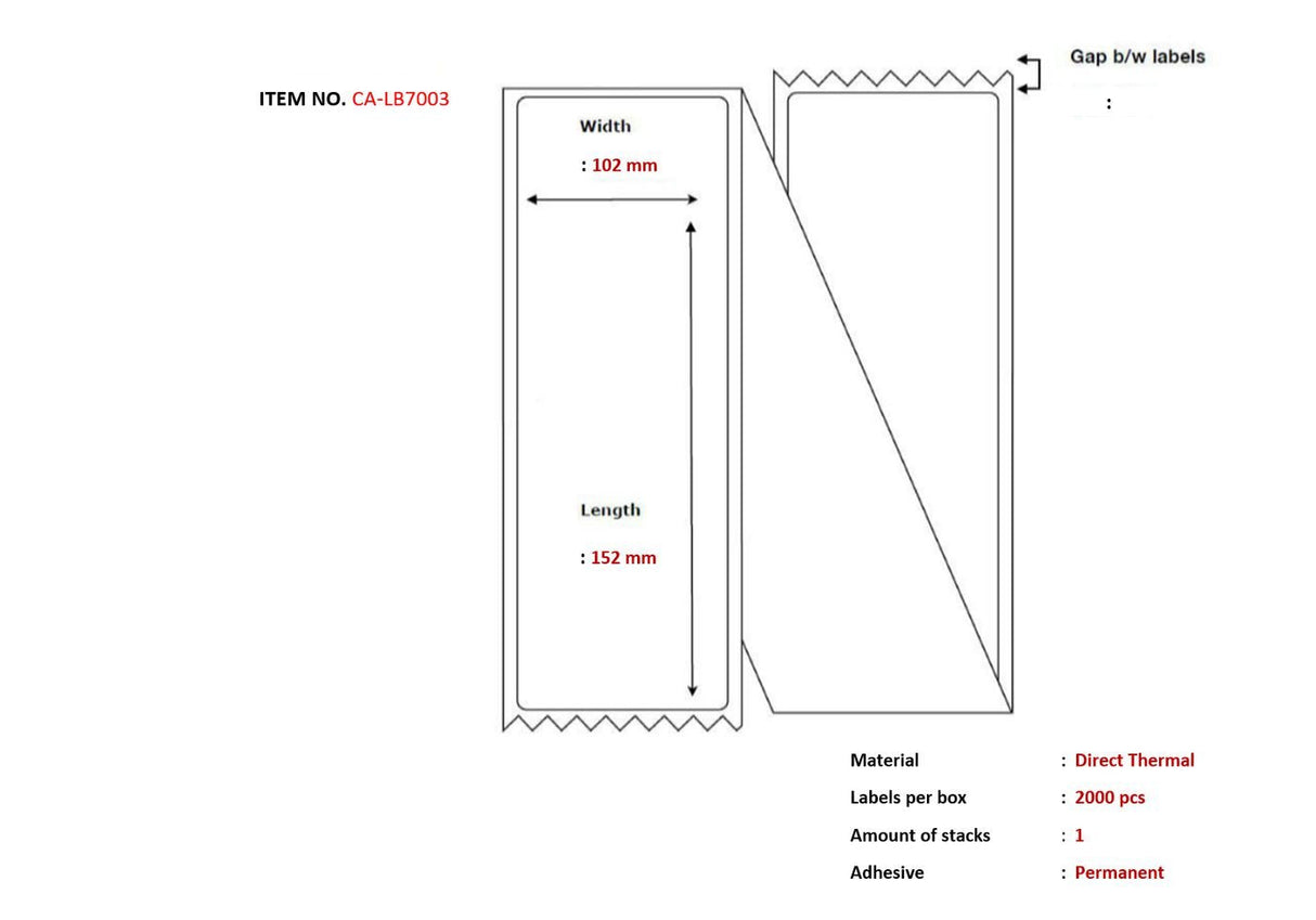 Ship-Label 102 X 152mm,  Direct Thermal, Coated,