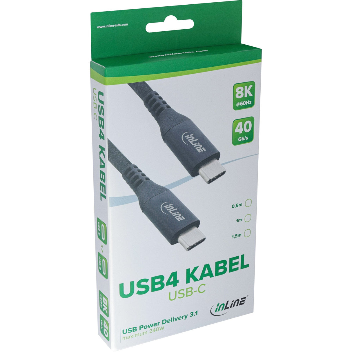 Cable Inline Usb4, Usb Tipo C Macho/Macho, Negro, 1 M