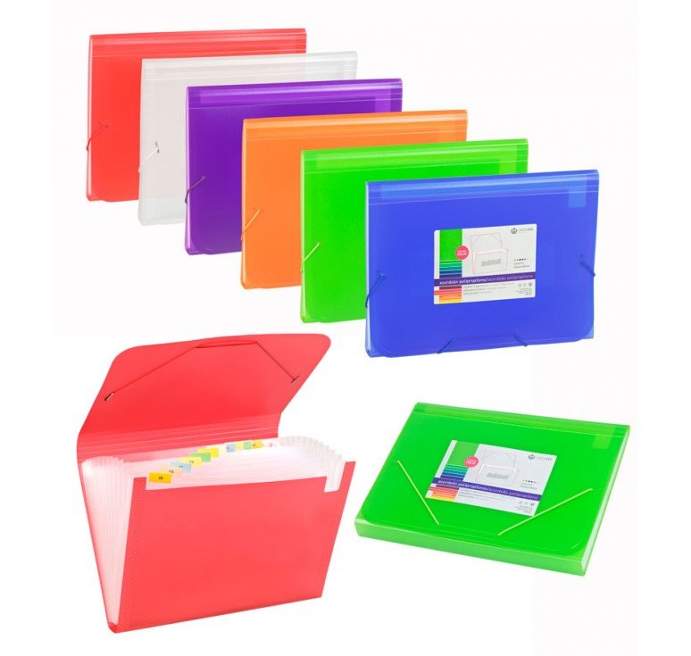 Carchivo Clasificador Acordeón Folio 13 Dptos C/Goma Pp Translúcido Verde