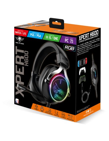 Auriculares Gaming Con Micrófono Spirit Of Gamer Xpert H600 Jack 3.5 Usb 2.0 Gris Oscuro