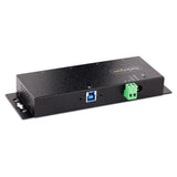 Startech Hub Industrial Usb 3.0 De 5gbps De 4 Puertos - Concentrador Usb Con Protección De Picos Y Descargas Esd - Ladrón Usb-A De Montaje En Pared/Escritorio/Din