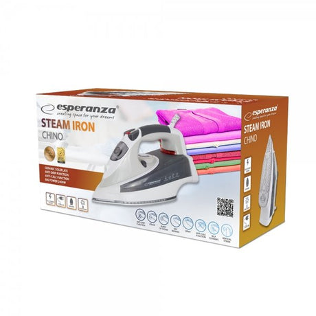 EAN 5901299956694 - Esperanza CHINO Plancha vapor-seco Suela de cerámica 2400 W Negro, Gris, Blanco imagen 9