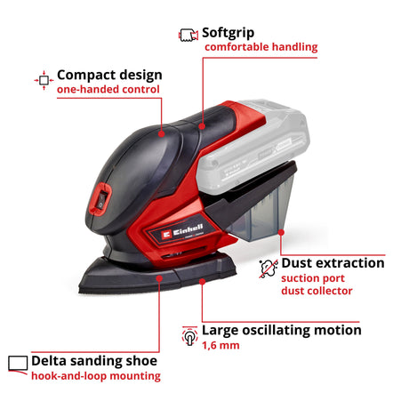 EAN 4006825651218 - Einhell TE-OS 18/150 Li Solo Multilijadora 12000 RPM 24000 OPM Negro, Rojo imagen 2